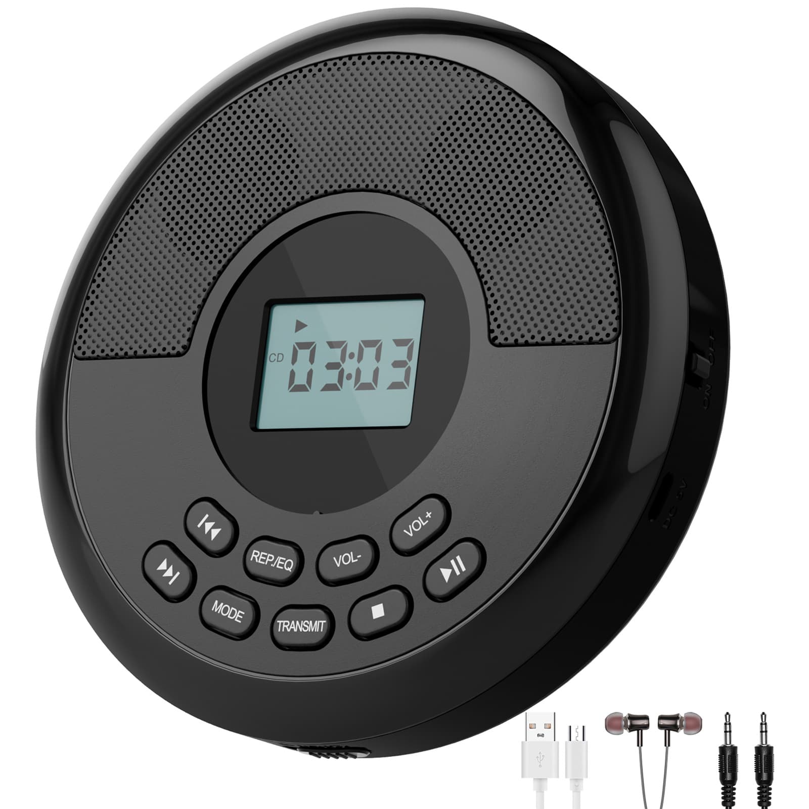 Portable CD Player MP3 Music Album Dual Speaker Bluetooth USB CD Player Hands-Free Stereo Sound Quality Plastic Body