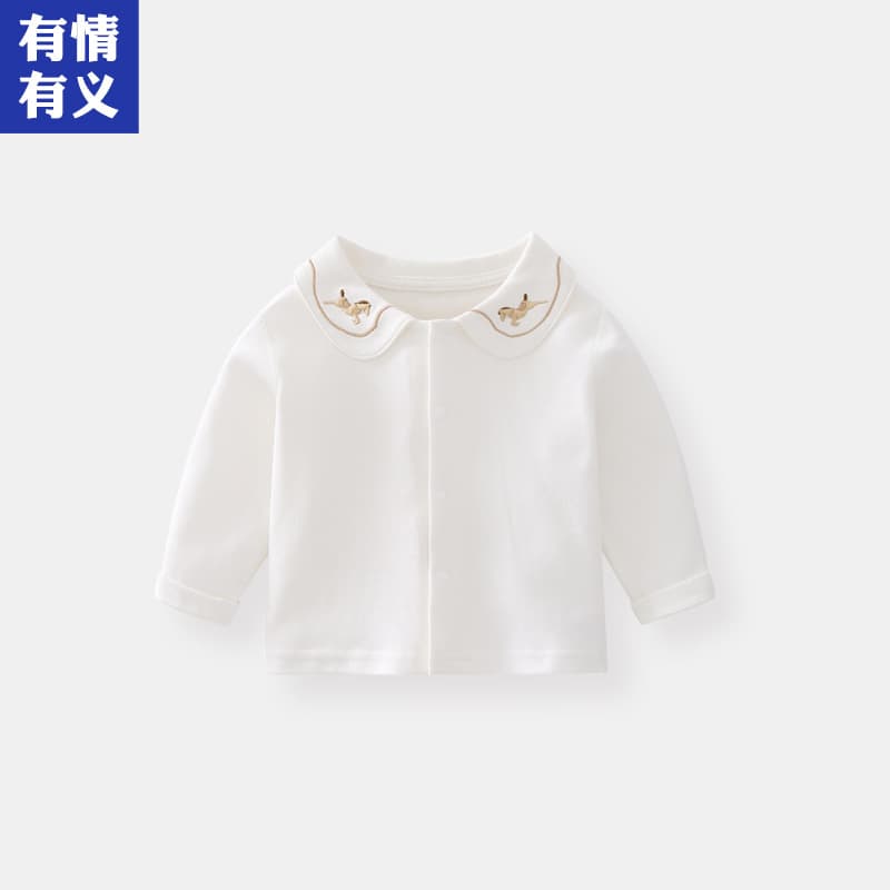 Friendly Nordic Trojan baby shirt lapel T-shirt pure cotton long-sleeved bottoming shirt infant cotton top