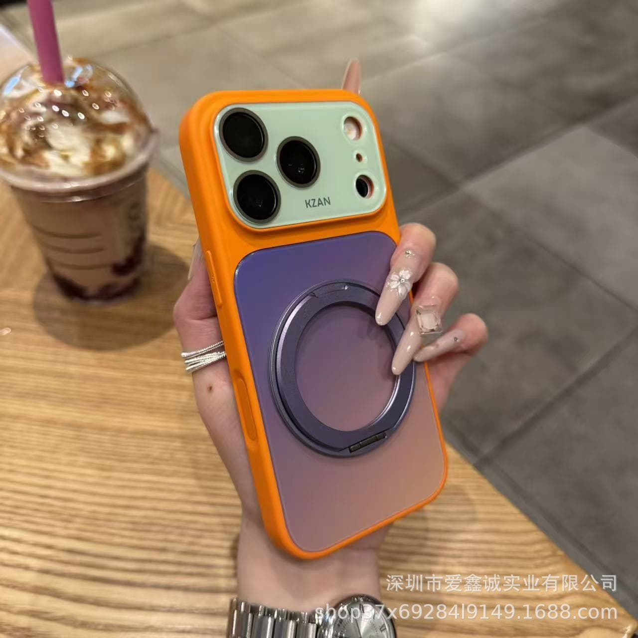 17 Suitable for iPhone 16 promax contrasting color stand 16 Apple 17 pro mobile phone case 17 promax protective cover