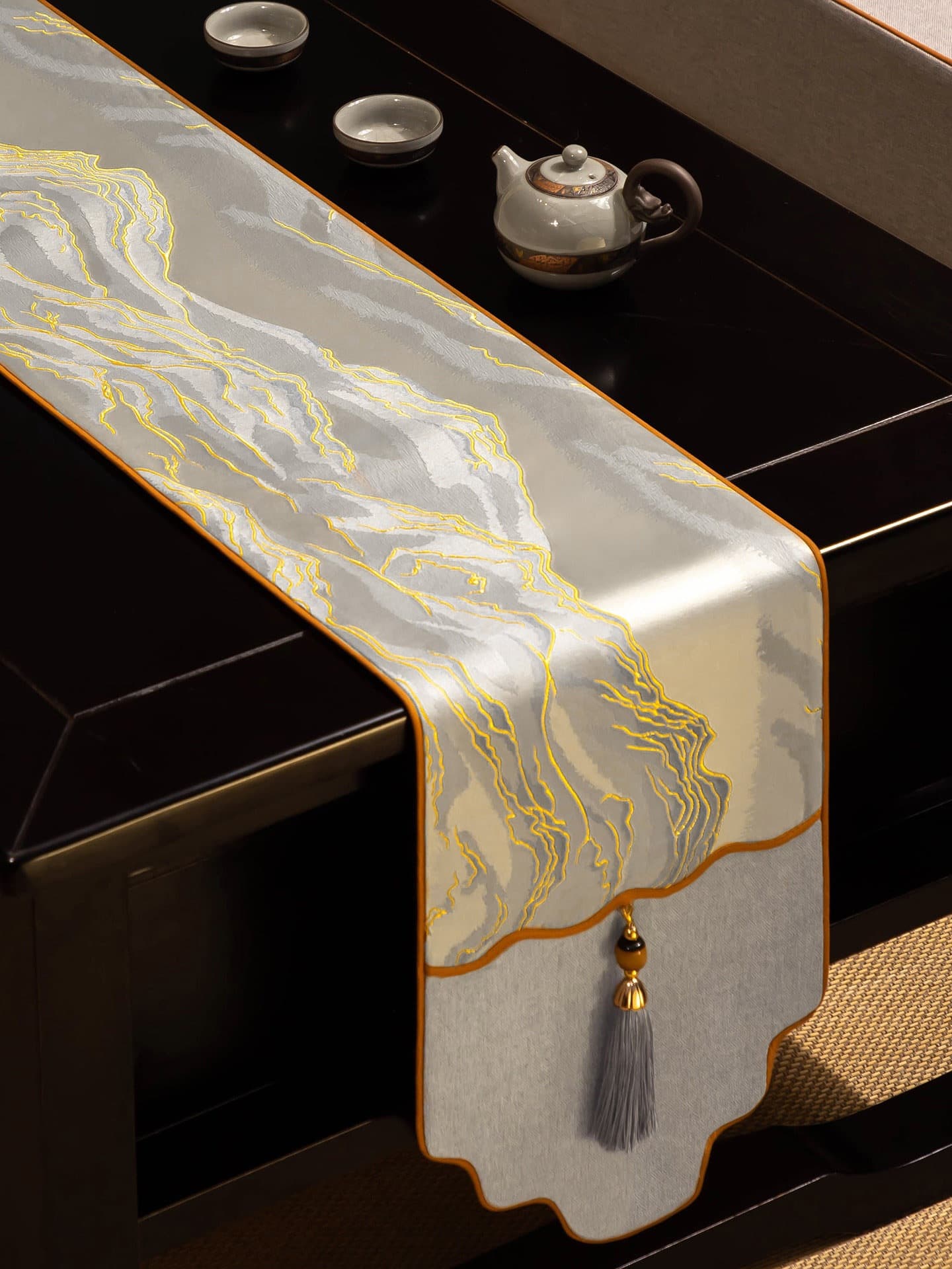 New Chinese Style Table Runner Light Luxury Tea Table Mat Cloth Long Strip Zen Tea Mat Fabric Tea Table Cloth Tea Table Cloth Tea F^