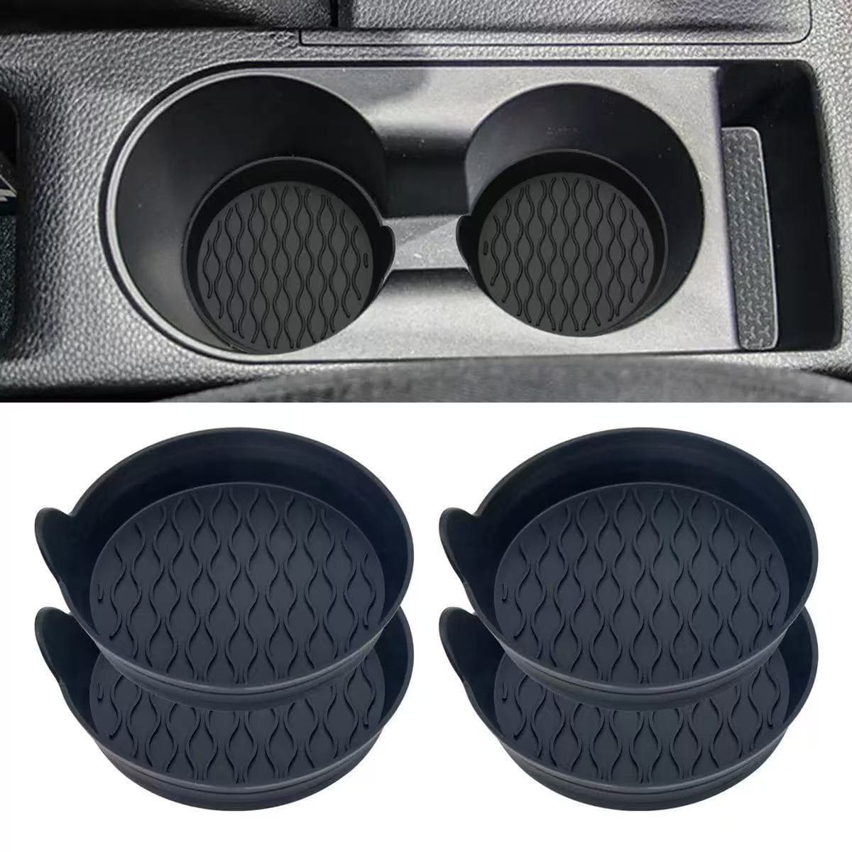 Cross-border Hot-selling Car Silicone Cup Coasters, Car Drink Mats Round Anti-slip Pads, Creative In-car Storage Mats