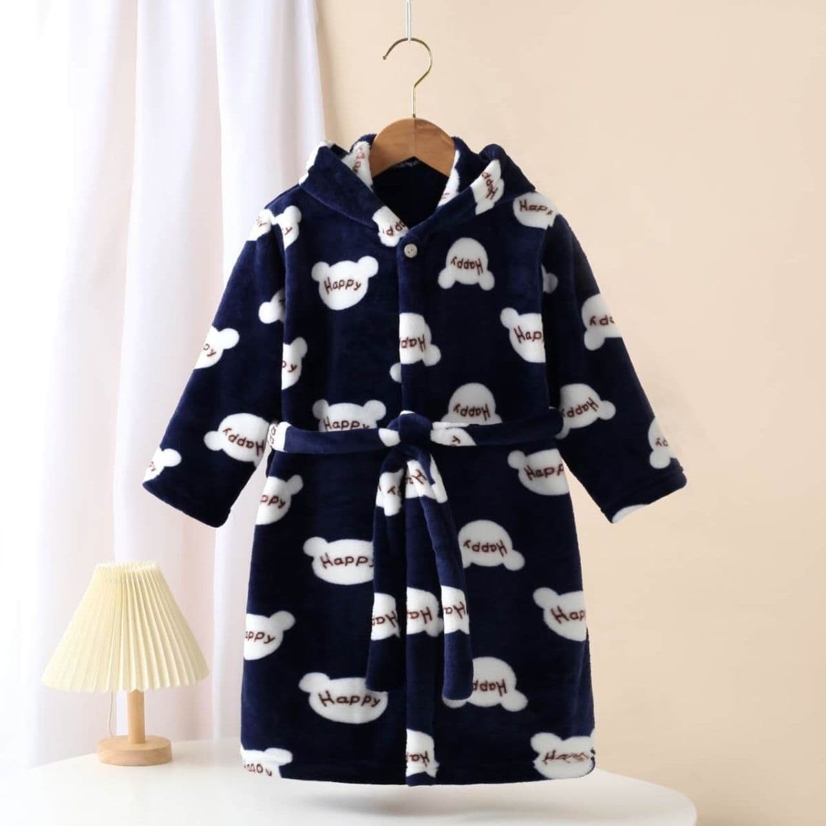 Children's Flannel Sleepwear Thick Bathrobe, Boys and Girls Coral Fleece Home Sleepwear, Baby Long-Sleeve Four-Season Bathrobe