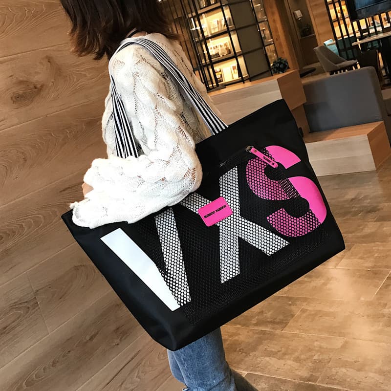 Tote Bag Wet and Dry Separation Women's Bag Korean Style Extra Large Capacity Shoulder Beach Bag Women Travel Shopping Letter Print Versatile Bag