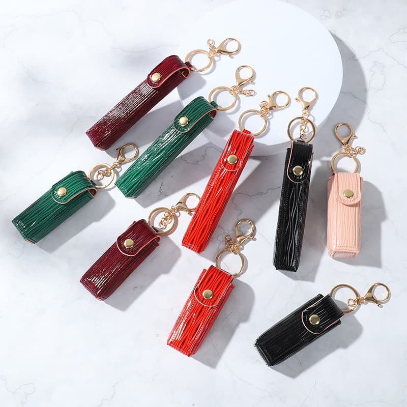2025 Cross-Border Crocodile Pattern Lipstick Bag, Portable Keychain Lip Balm Holder