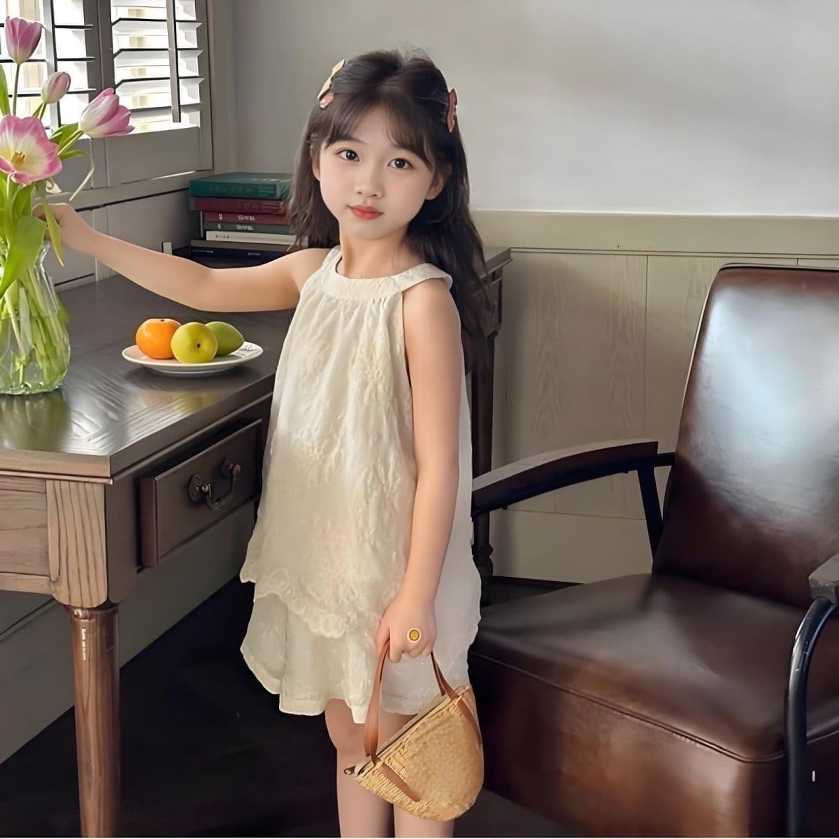Girls' Summer Set 2026 New Stylish Princess Sleeveless Camisole and Shorts Two-Piece Outfit for Little Girls Sweet Trendy