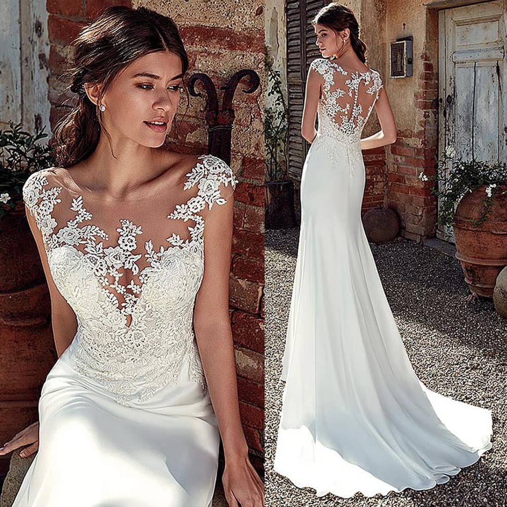 2026 New Style Wedding Dress for Women, Small Train, Plus Size, Slimming Mermaid Lace, Backless, Travel Photography, Four-Way Stretch Wedding Dress