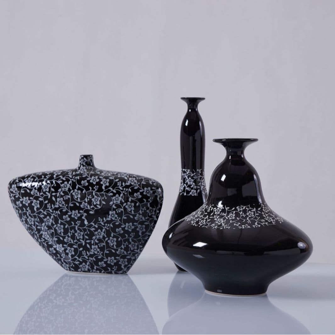 Factory Direct French Vintage Vase Premium Black Classical Ceramic Vase Showroom Club Dining Table Vase Decoration