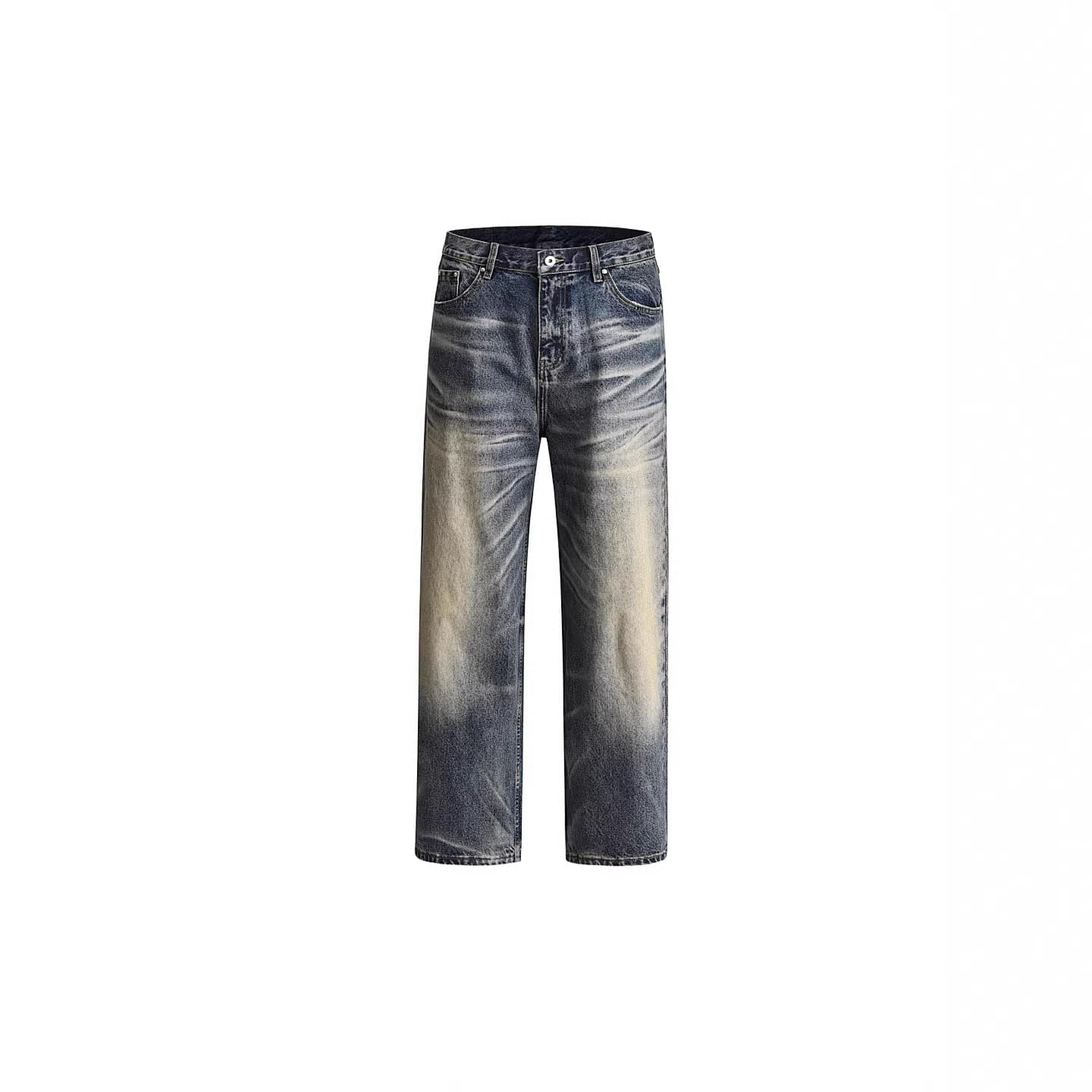 European and American high-street washed loose wide-leg flared jeans for men, vintage straight-leg long pants, trendy menswear jeans