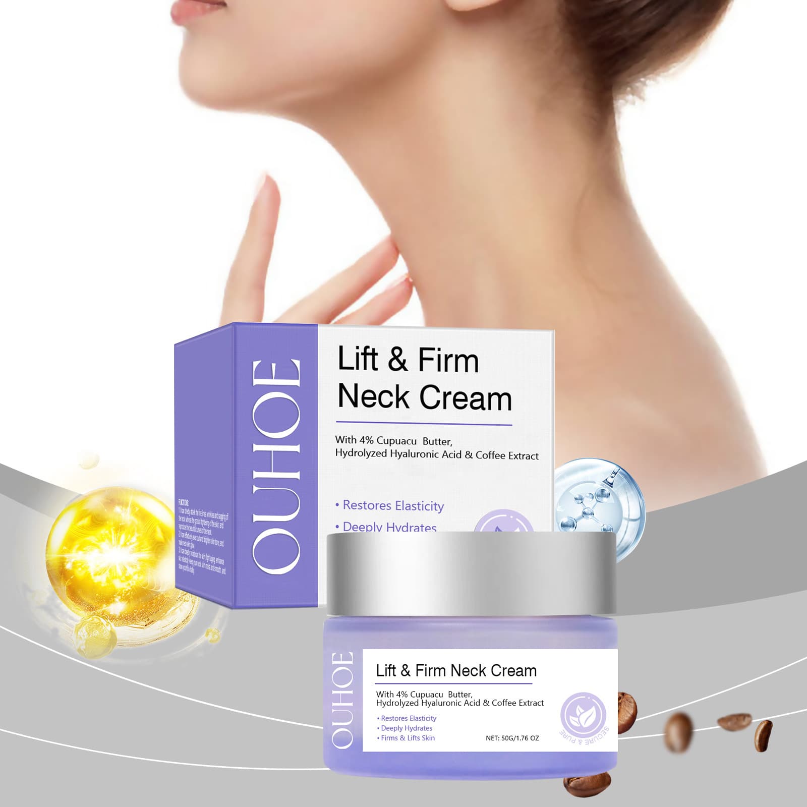 OUHOE Neck Firming Cream Moisturizing Neck Skin Hydrating Smooth Body Care Cream