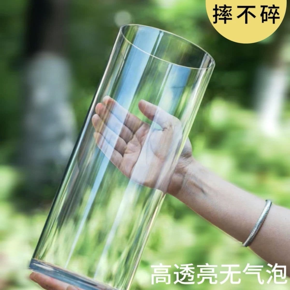 Transparent Acrylic Straight Cylinder Vase, Light Luxury Flower Soaking Bucket, Deep Water for Lucky Bamboo, Modern Living Room Decoration, Floor Standing Flower Arrangement