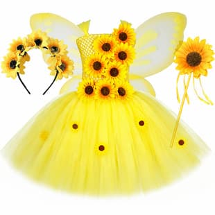 Sunflower Fairy Tulle Dress Girls Festival Performance Costume European and American Children's Sunflower Tutu Mesh Dress