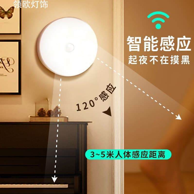 Human Body Induction Night Light for Bedroom Bedside Rechargeable Night Light for Toilet Stairway Hallway Cabinet Light Sleep Night