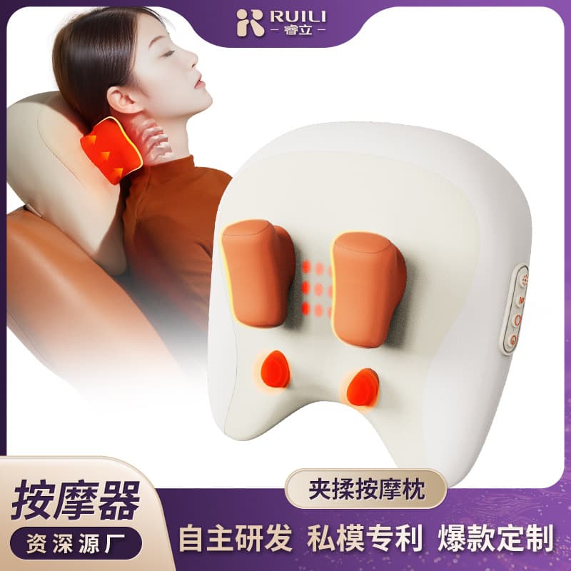 Massage Pillow Neck Massager Car Charging Massage Cushion Heat Dual-Use Waist Trapezius Shoulder and Neck Massager