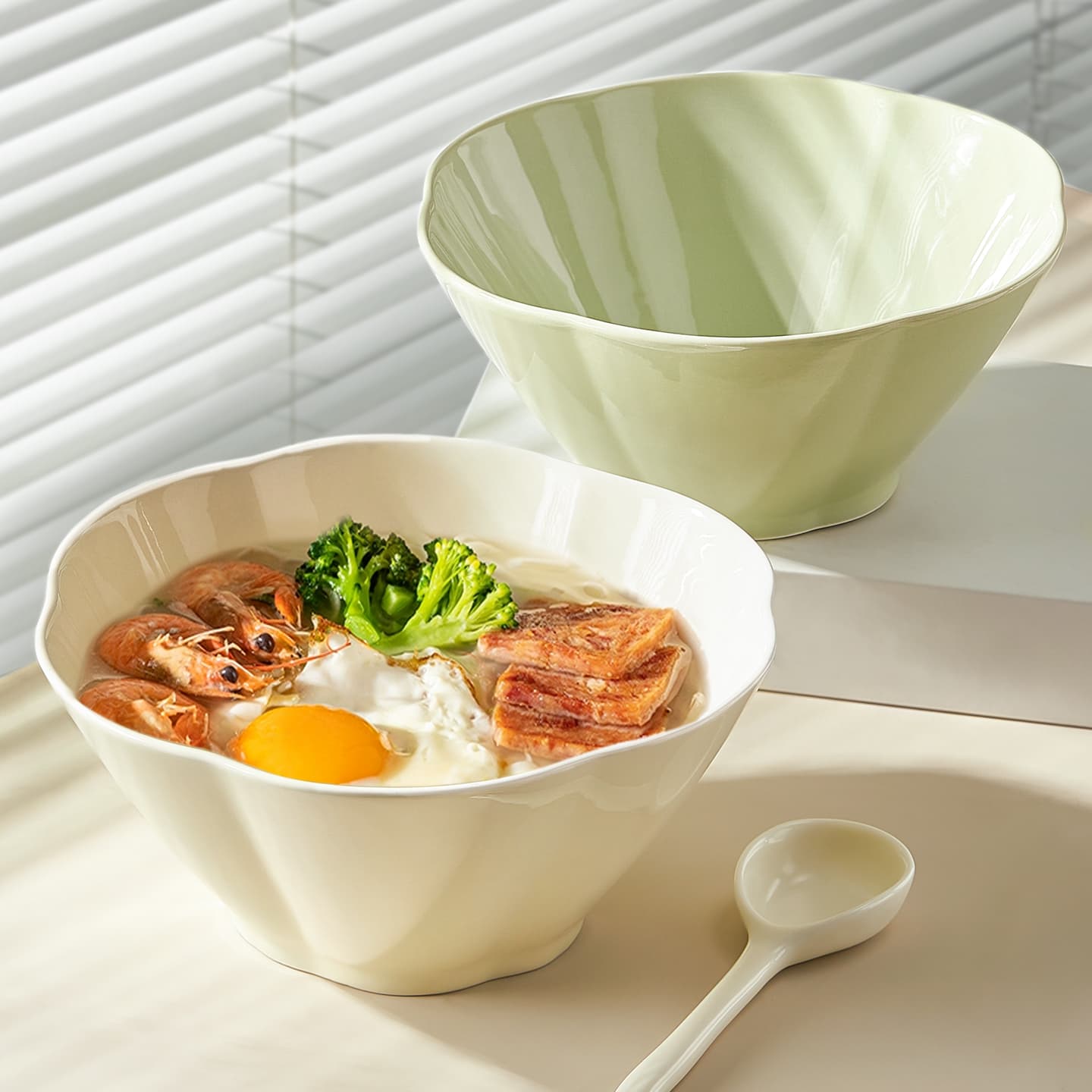 Cream Style Ceramic Noodle Bowl Home 2026 New High Appearance Large Ramen Bowl Soup Noodle Bowl Large Size Eating Noodles Bowl