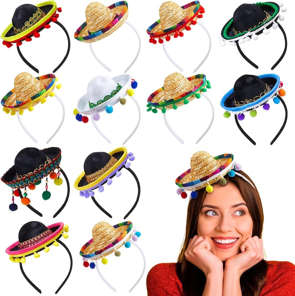 Cross-Border Mexican Hat Headband Hat Party Festival Pet Mini Straw Hat Holiday Theme Cat Hat Dog Hat