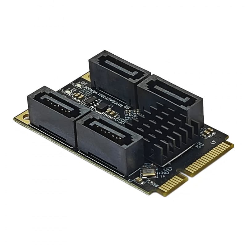 Mini PCIE to SATA 3.0 Adapter Card Mini PCIe Hard Drive Expansion 4-Port Serial 6Gbps Black Synology Passthrough