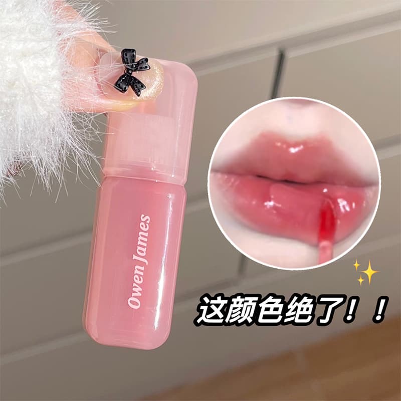 OWENJAMES Big Ice Bucket Mirror Lip Gloss Long-Lasting Hydrating Plumping Lip Gloss White Water Tender Lip Gloss for Students
