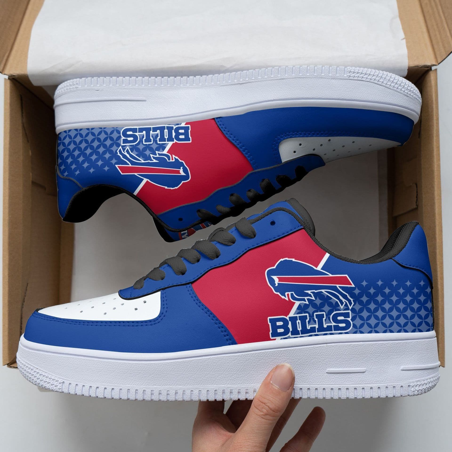 European and American new foreign trade NFL Buffalo Bills printed low-cut flat-heeled sneakers for men PU shoes cross-border supply