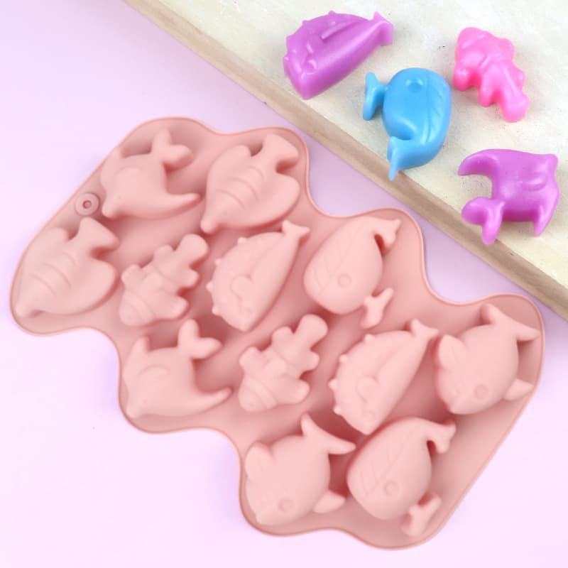 Looking for Flavor in Stock 12 Consecutive Marine Animals Starfish Shell Fish Silicone Cake Mold Handmade Soap Chocolate Mold