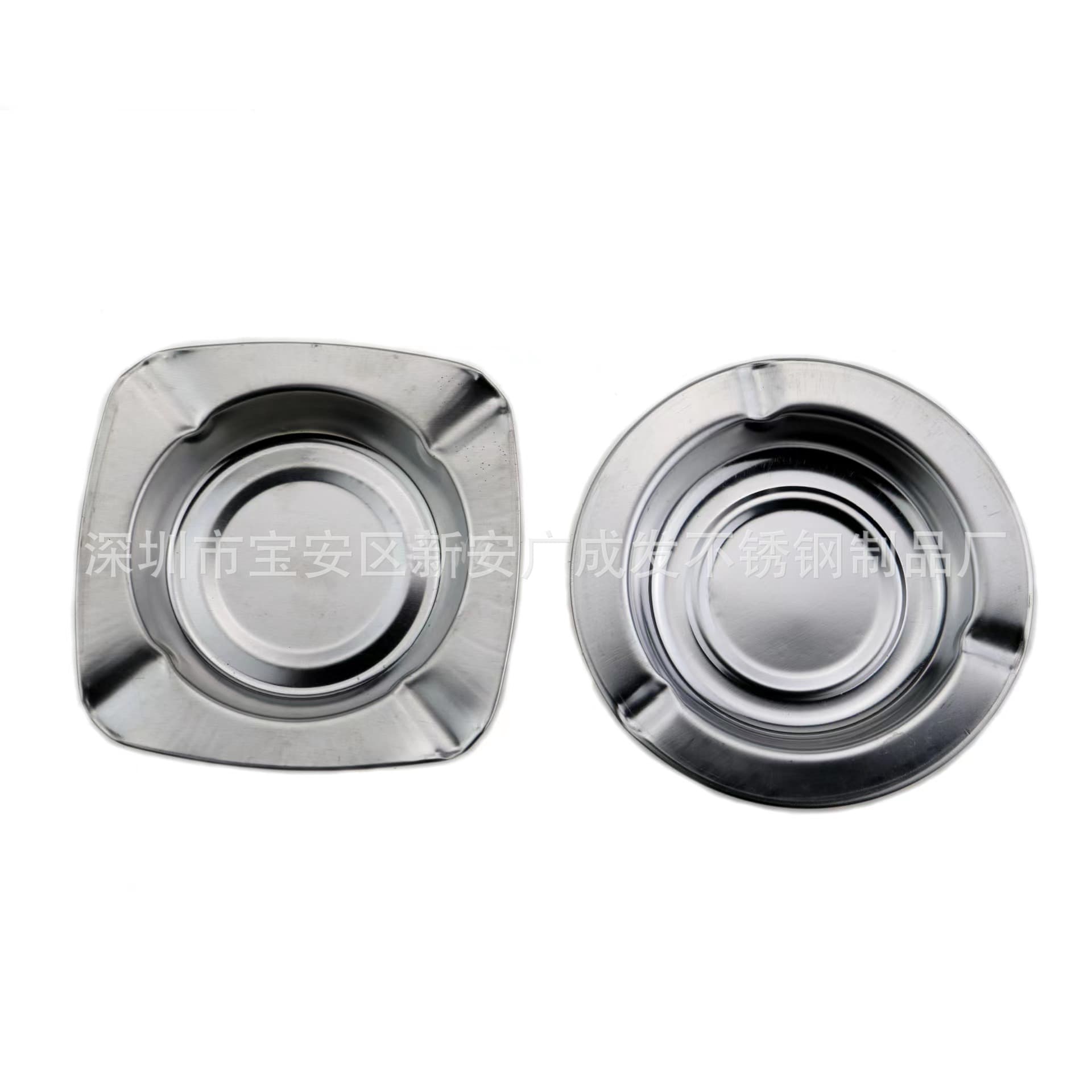 Magnetic Square and Round Stainless Steel Ashtray - Three or four holes, promotional small giveaways.