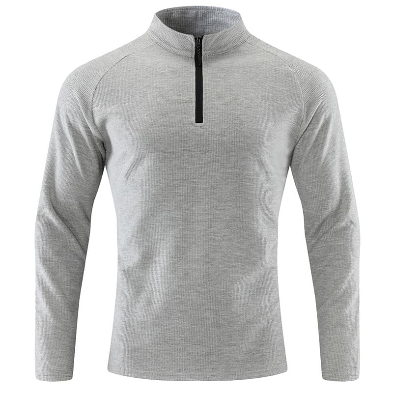 [100k ready stock YKK zipper] Autumn half-zip men's long-sleeve T-shirt, breathable stretch outdoor sports casual.
