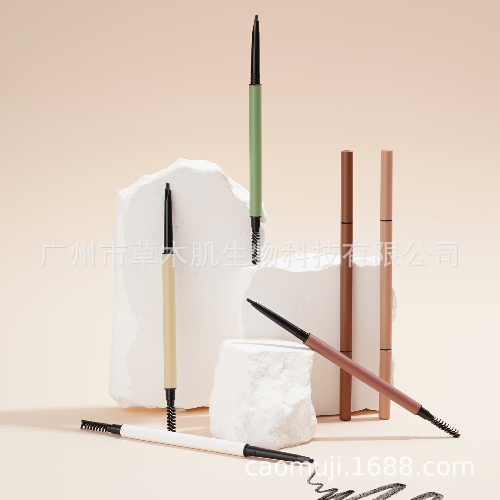 Neutral Logo-Free Source Manufacturers Wholesale Amazon Cross-Border Foreign Trade Small Batch Double Eyebrow Pencil Dual-Purpose Eyebrow Pencil