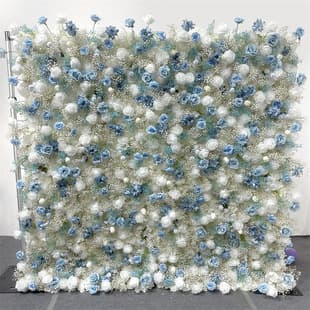 Artificial Flower Wall for Wedding Background Blue and White Decorative Flower Wall Fake Flower Arrangement Props