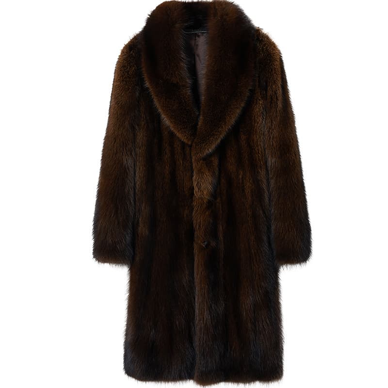 American Mink Style Faux Fur Coat for Men, Fisher Mink Look, Casual Business Long Fur Outerwear, Warm Mink Velvet Fur