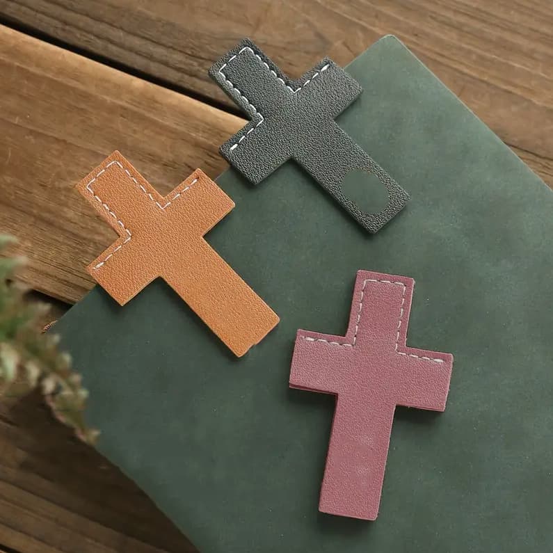 Cross-Border Bible Cross Bookmark Student Reading Book Page Clip Bookmark Book Corner Mark Leather Portable Bookmark Clip