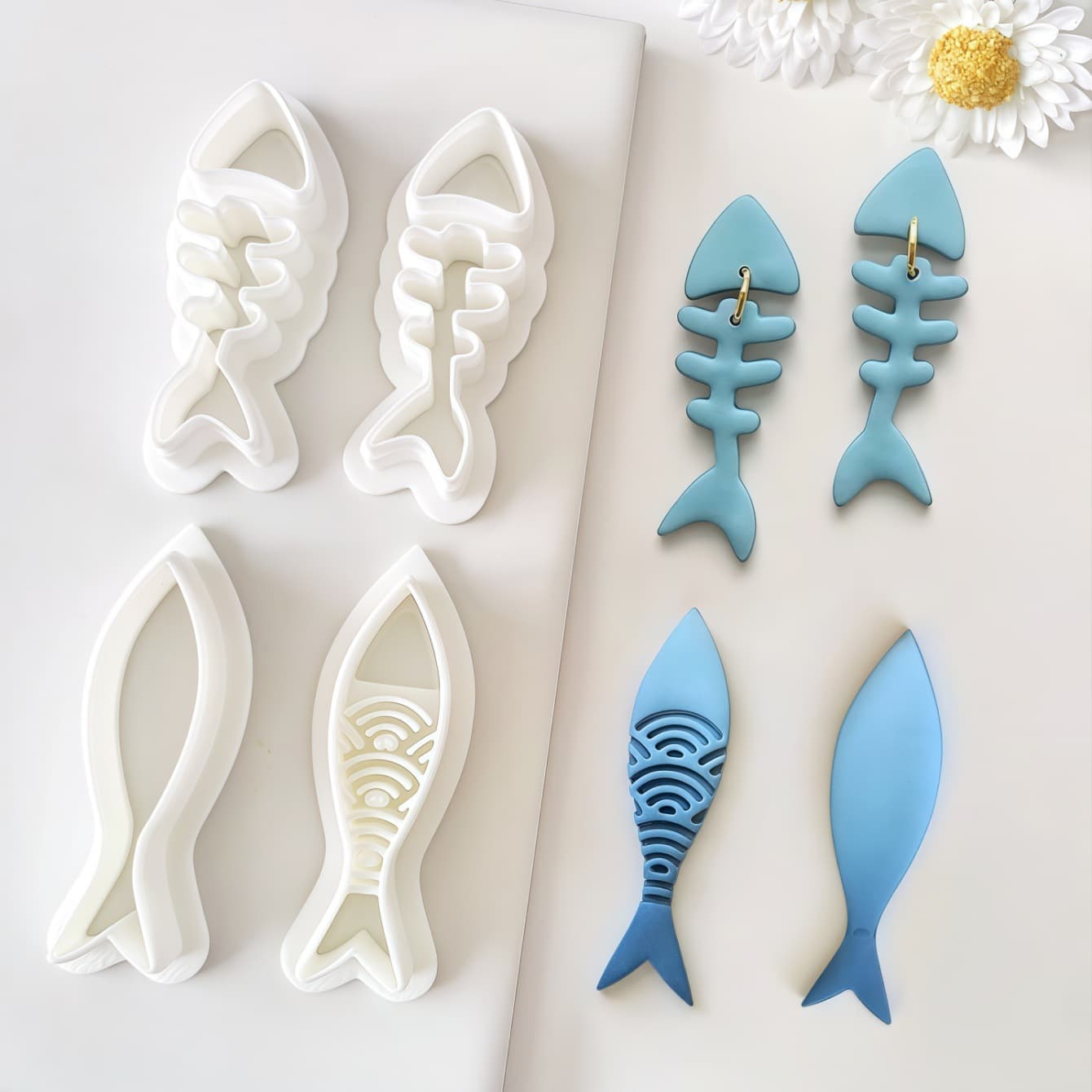 Sardine Fish Bone Soft Clay Earrings Clay Mold DIY Jewelry Pendant Shape Cutting Mold Handmade Tool Set