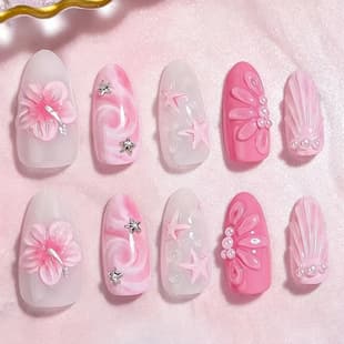 30 Pieces Cross-Border Nail Wraps, 3D Embossed Shells, New Flower Nail Art, Best Seller