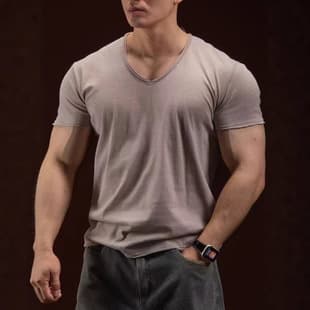 2026 Cross-Border Trade Summer New Men's Short Sleeve T-Shirt Comfortable Casual Men's Clothing Solid Color Cotton T-Shirt