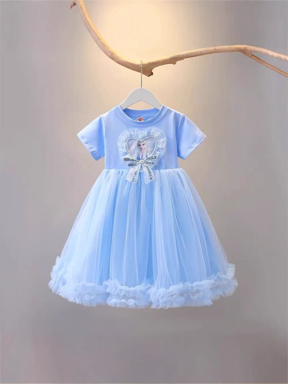Girls Summer Short-Sleeve Elsa Frozen Dress Kids Birthday New Elsa Summer Princess Dress
