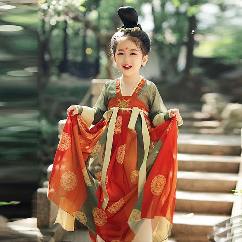 Hanfu Girl's Children Ancient Costume Chinese Style Super Fairy Tang Suit Ancient Style Princess Girl Spring and Autumn Dress 2023 New Arrival