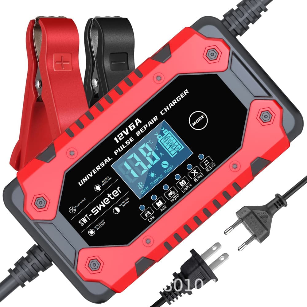 12V6A motorcycle car battery charger 14.6V6A lithium iron phosphate charger digital display