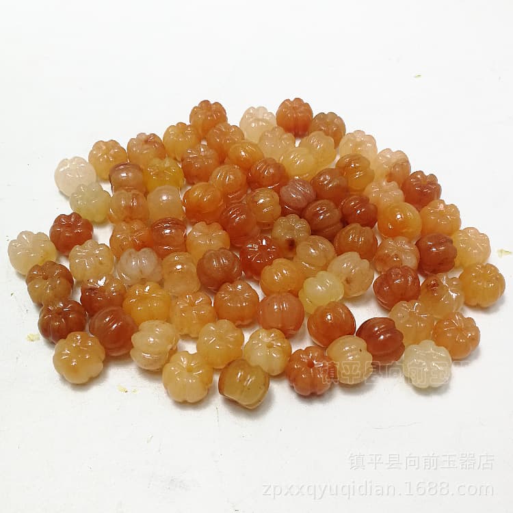 Jade Loose Beads Wholesale, Golden Silk Jade Pumpkin Beads, DIY Jade Jewelry Accessories, Jade Parts Wholesale