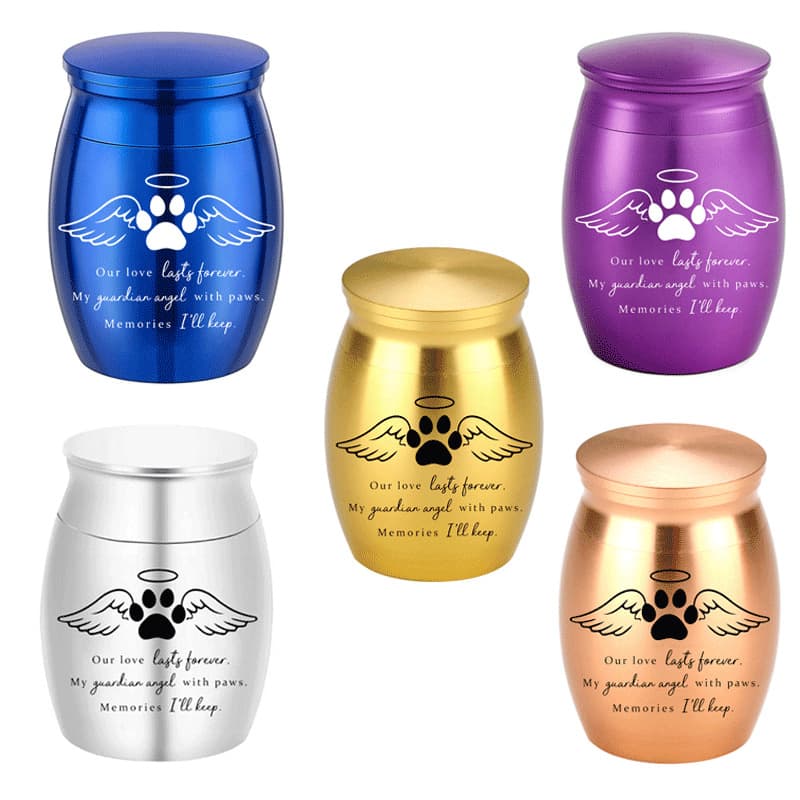 Wholesale Perfume Bottle Ornament Aluminum Alloy Dog Paw Print with Wings Memorial Pet Funeral Urn