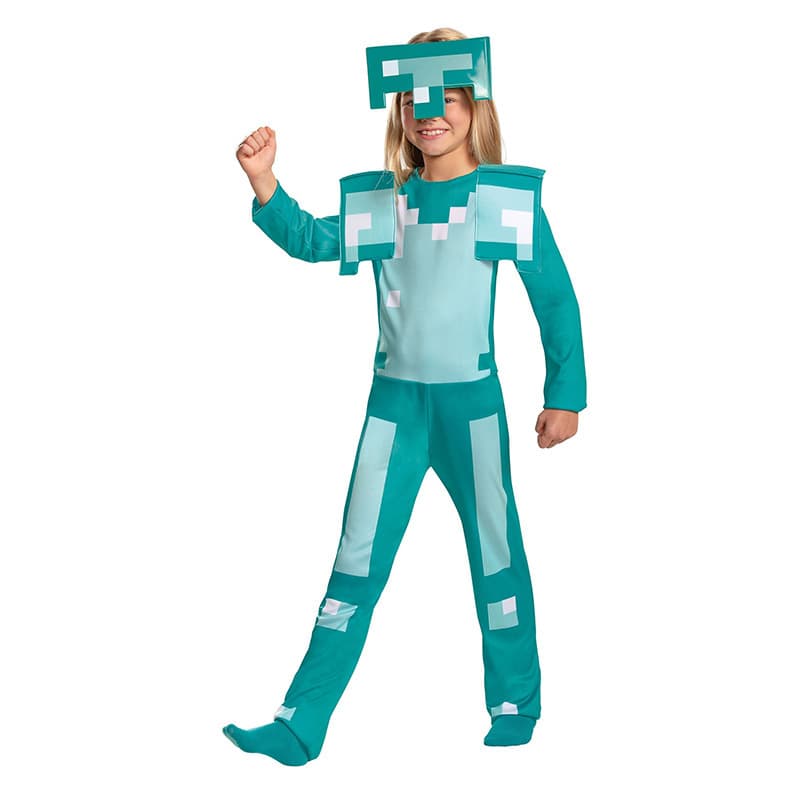 Halloween Children's Minecraft Game Cosplay Costume Diamond Helmet Armor Jumpsuit Clothing Party Dresses For Kids