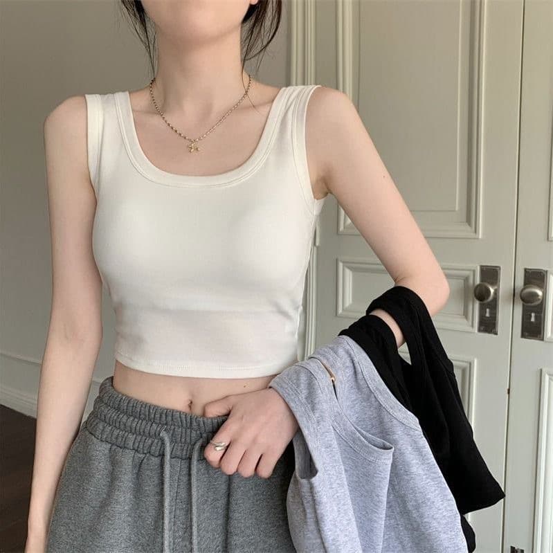Versatile Cropped Tank Vest Women's Sexy Outfit Cross-border Summer Essential Compact Size Base Layer Vest For Various Scenes