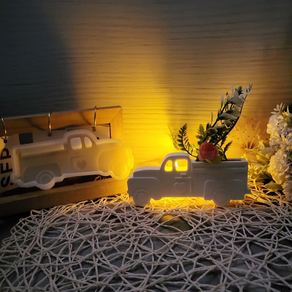 S0743 Christmas Truck Desktop Decoration Cement Plaster Mold DIY Silicone Mold