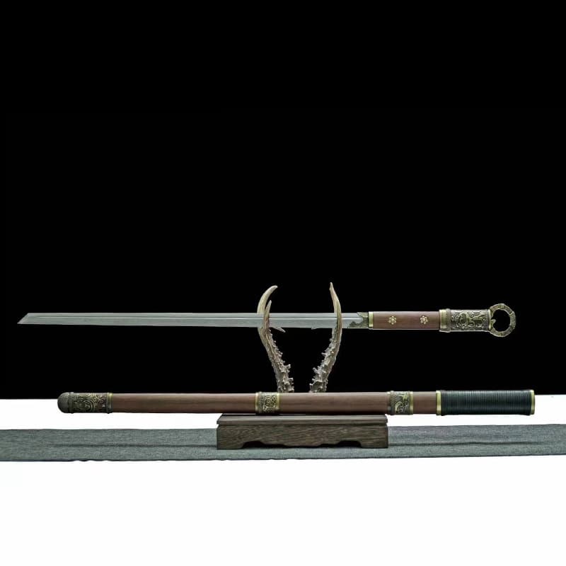 Bad Guy Buried Sheath Ring Head Knife Li Xingyun Tang Horizontal Knife Pattern Steel Long Knife Film and TV Sword Defense Weapon Unsharpened