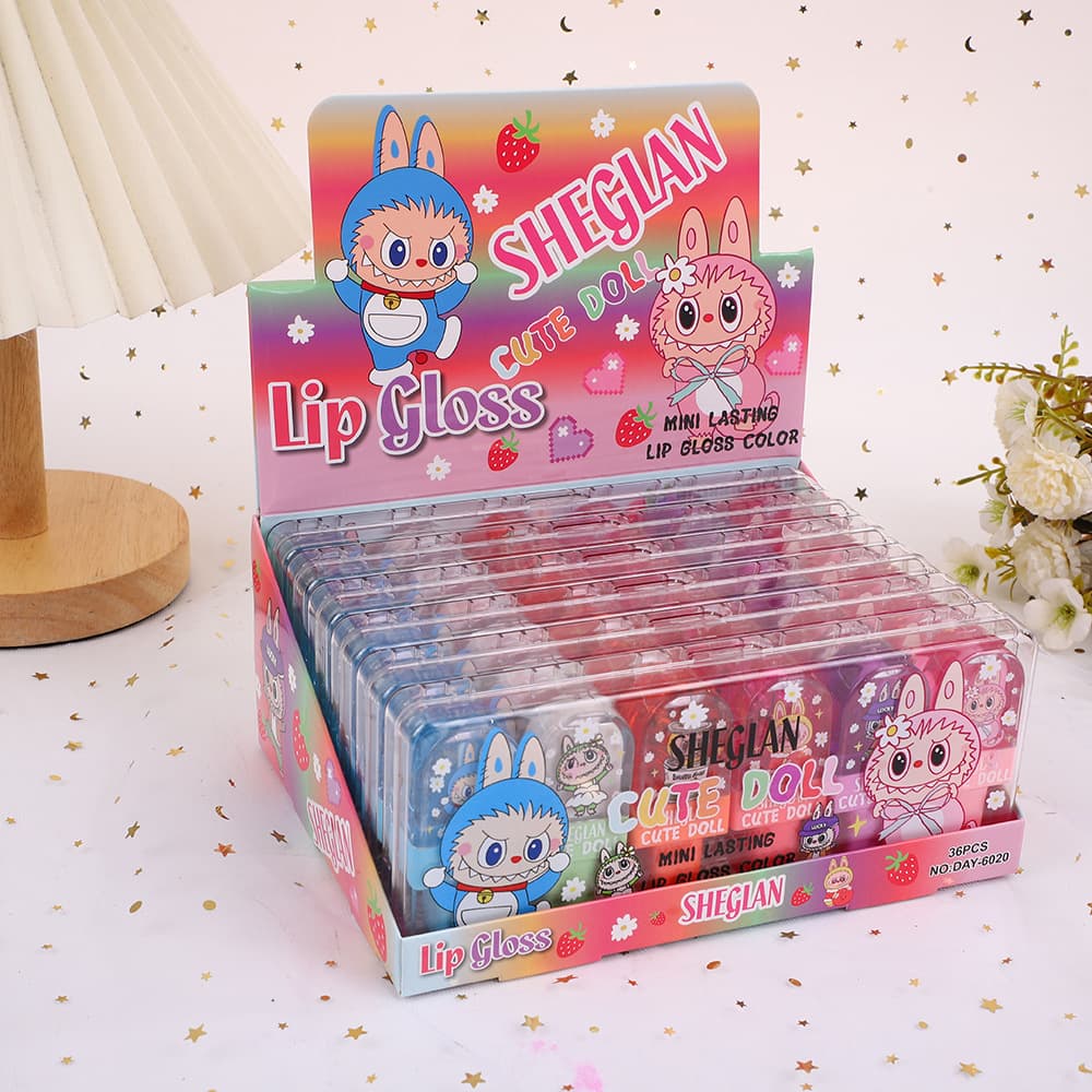 2025 New Cute Cartoon 6-Color Ice Cream Lip Gloss Makeup Liquid Moisturizing Lipstick Non-Stick Cup Non-Fading Ready Stock