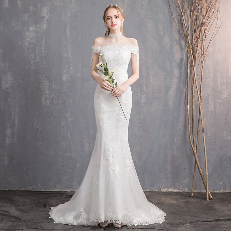 Mermaid Light Wedding Dress 2024 New Bride Toast Petite One-Shoulder Forest Outfit French Slim Starry