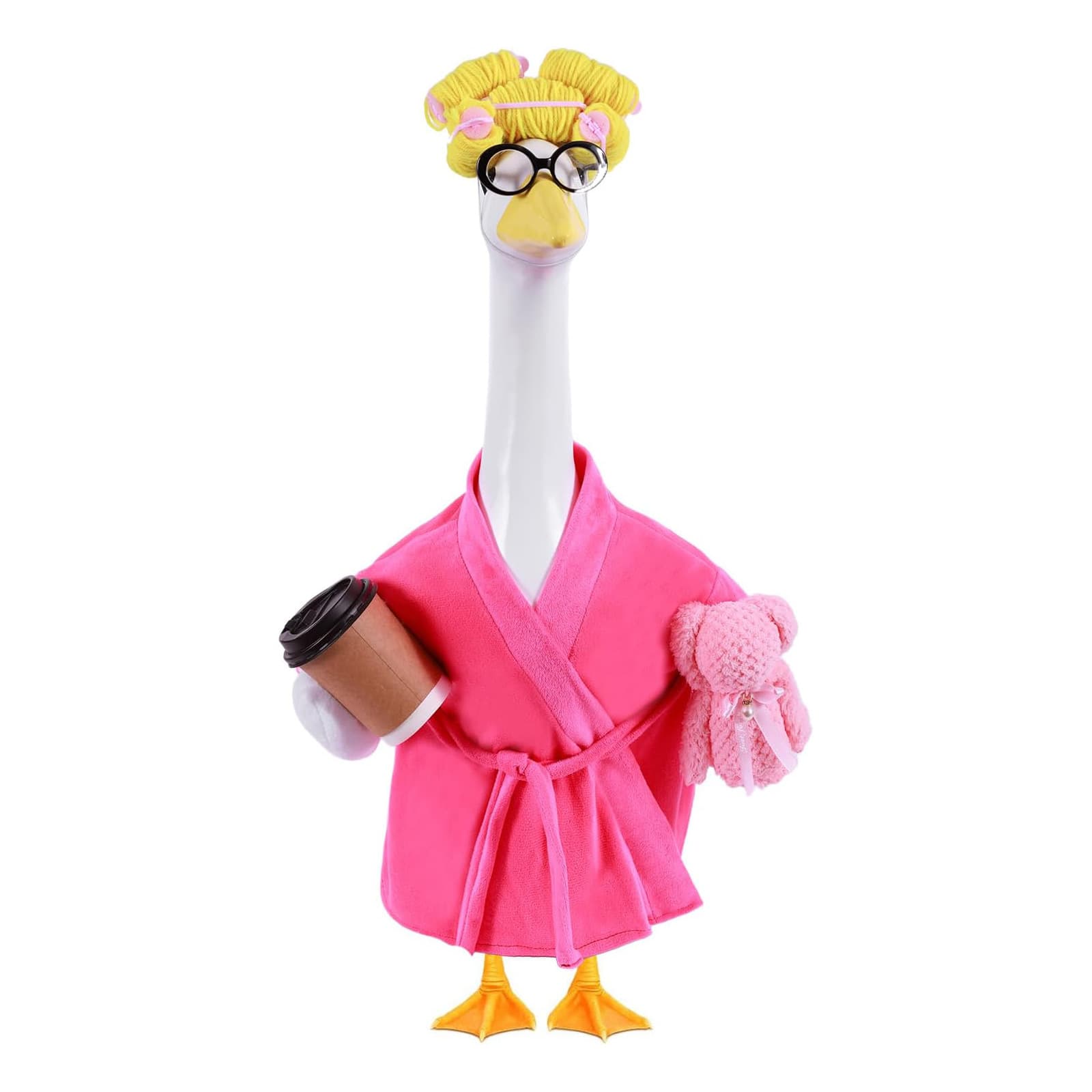 Women's Goose Costume for Porch, Spring and Summer Goose Costume, with Robe and Bathrobe 23inch Lawn Cement Goose Flower
