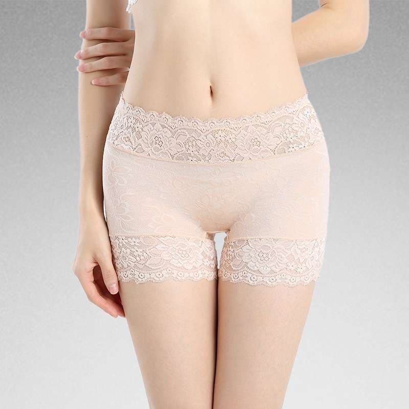 New Summer Lace Sheer Three-Quarter Women's Panties, Flat Briefs, Jacquard Base Layer Pants, Women's Outerwear Anti-Exposure