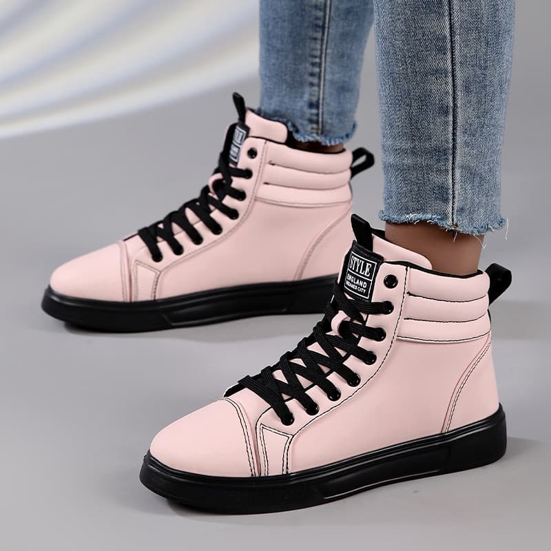 Plus-size men's and women's leather boots, cross-border foreign trade fashion boots, men's and women's outdoor casual boots, couple's high-top fashion boots