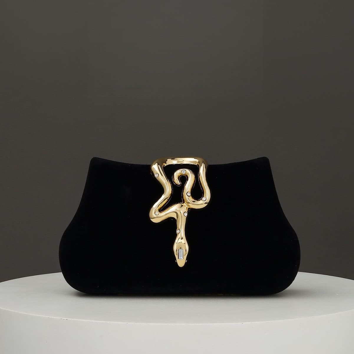 New Cross-Border Women's Fashion Snake Lock Clasp Evening Bag Chain Crossbody Party Banquet Clutch Bag