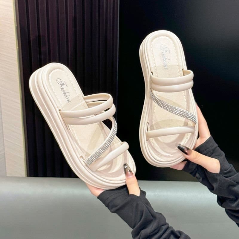 Thick-Sole Sandals for Women, Summer New Style Single Shoes, Internet-Famous Women's Wear, Versatile Elevated Slippers, Fairy Style Beach Sandals