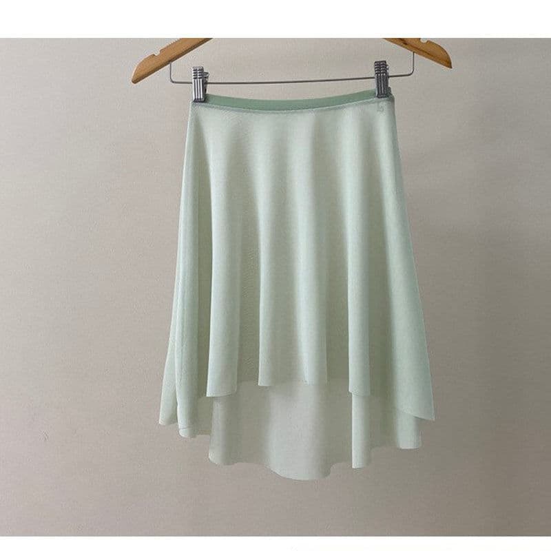 Adult Ballet Skirt Mesh Front Short Back Long Elastic Waist Aerial Yoga Classical Dance Skirt