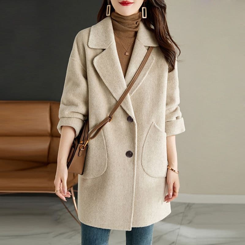 Women's Mid-Length Coat 2026 Trendy Autumn and Winter New Style Petite Woolen Coat Slim Fit and Flattering Woolen Coat